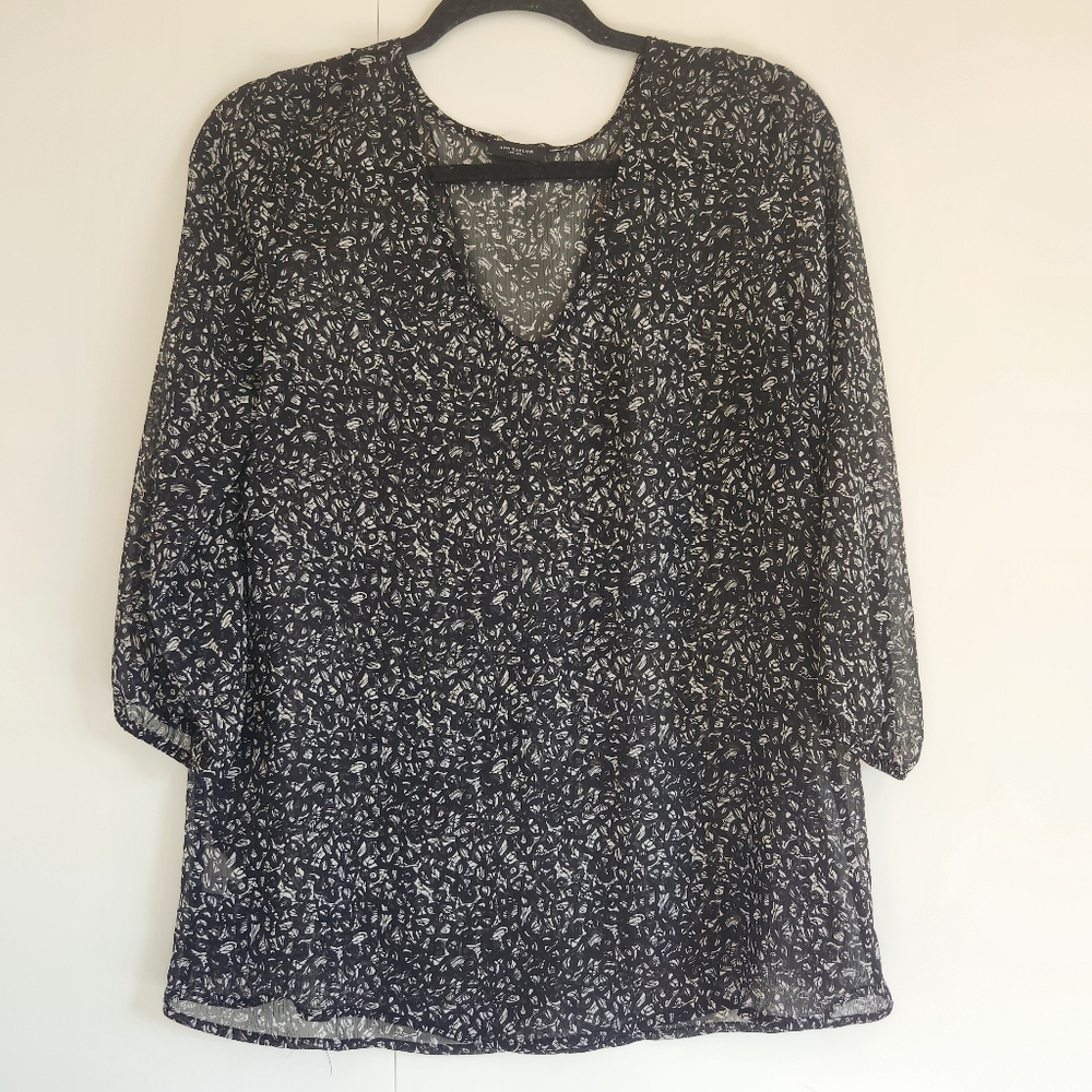 Ann Taylor Sheer Floral Blouse M | Lightweight Office Workwear Top